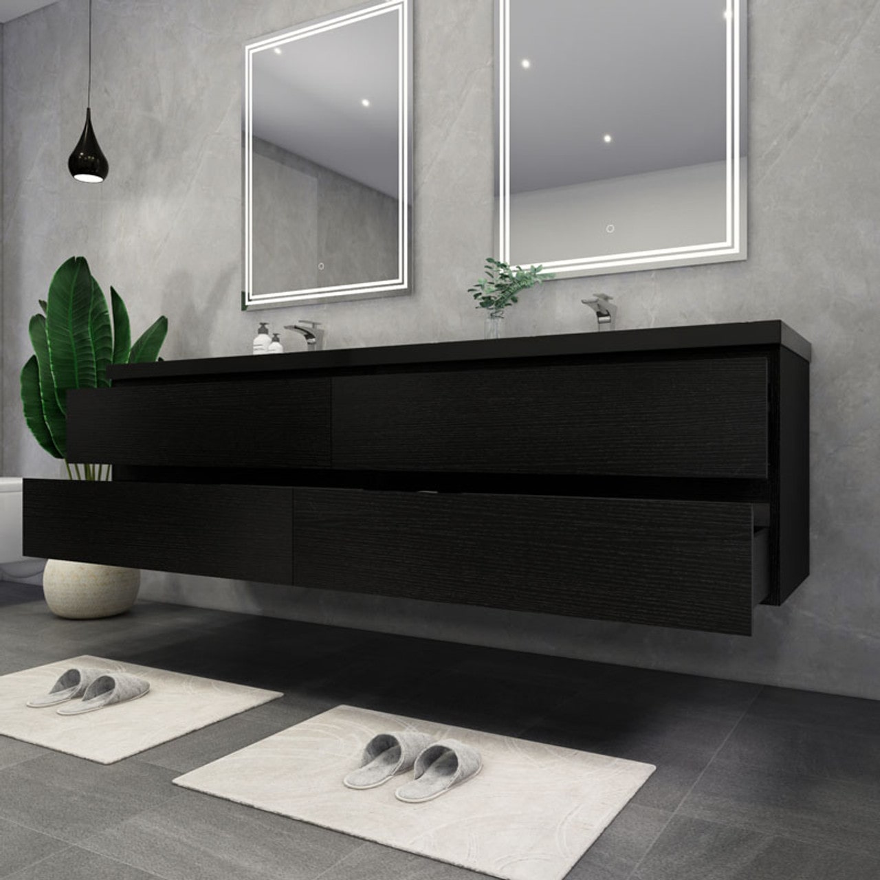 Blink 84'' Wall Mounted with Reinforced Acrylic Double Sink