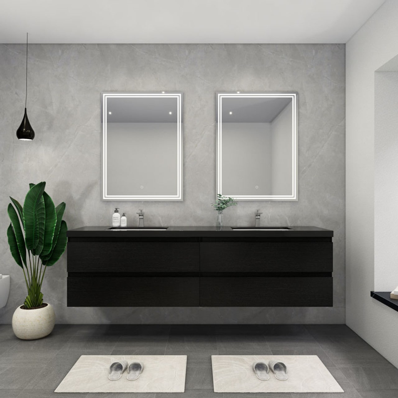 Blink 84'' Wall Mounted with Reinforced Acrylic Double Sink