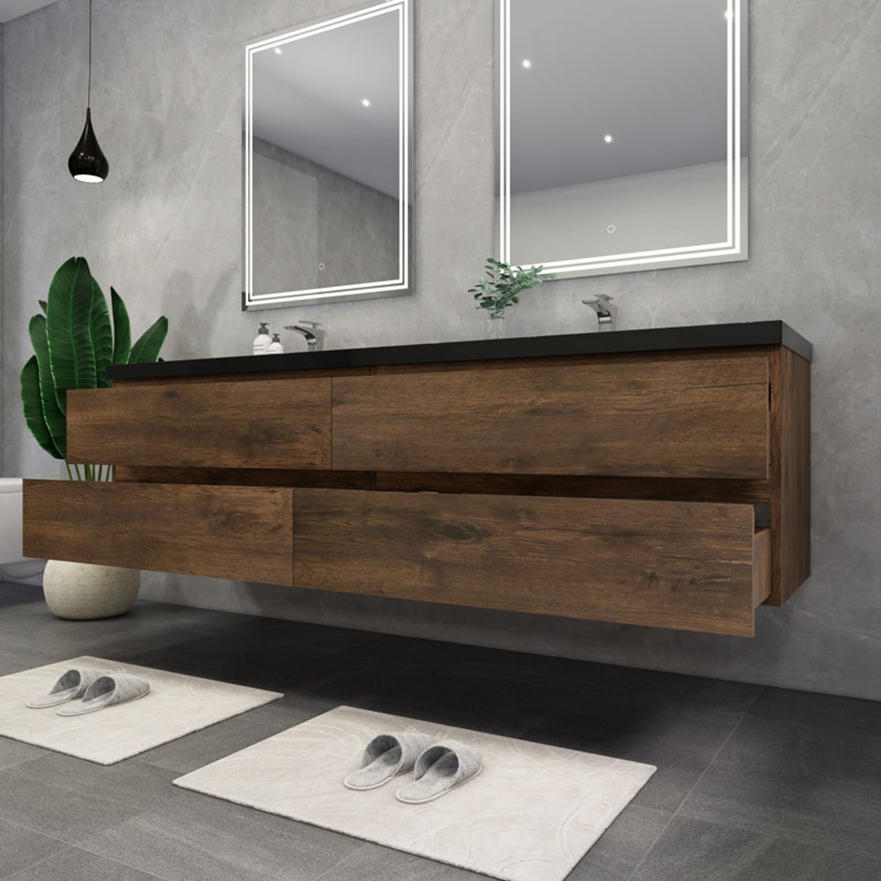 Blink 84'' Wall Mounted with Reinforced Acrylic Double Sink