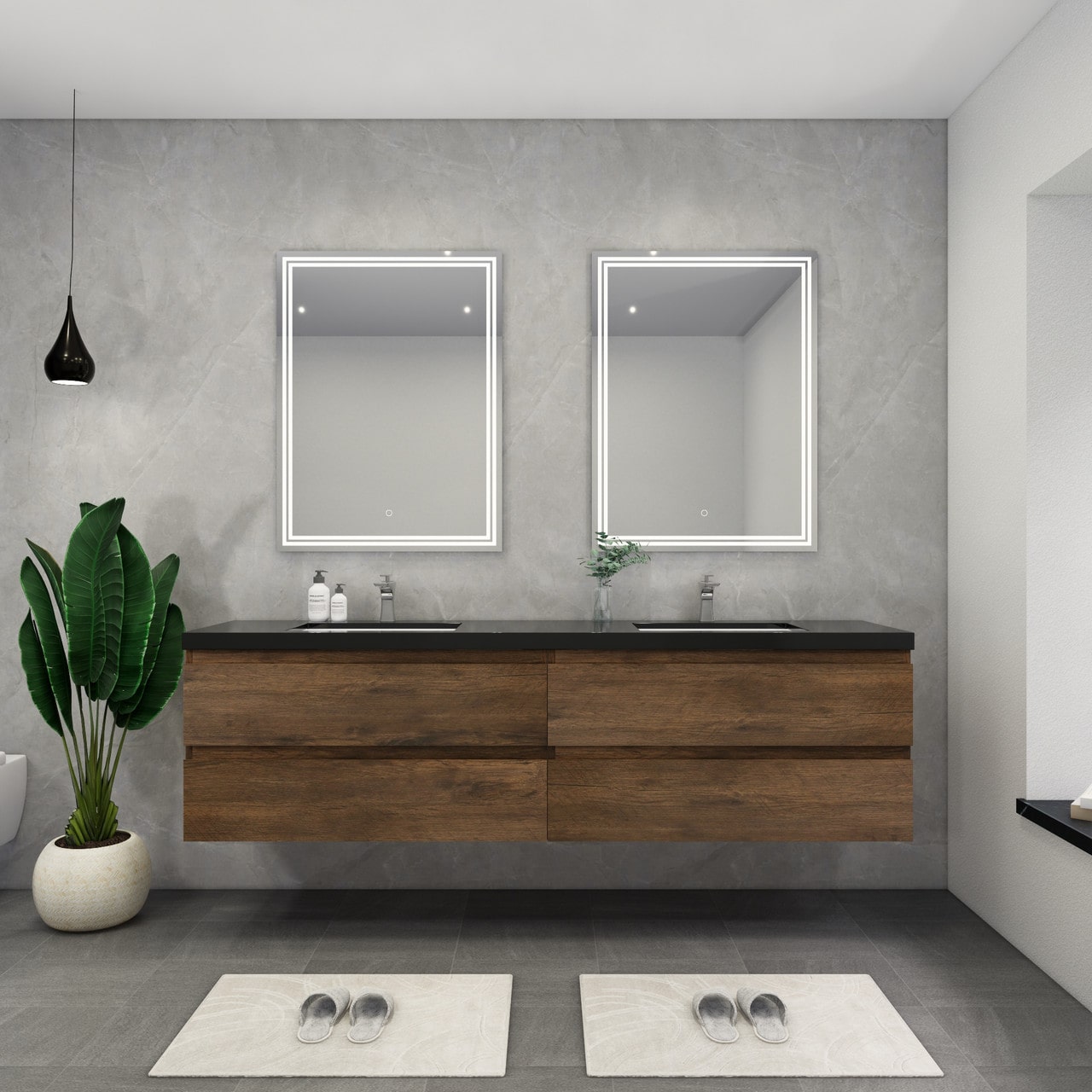 Blink 84'' Wall Mounted with Reinforced Acrylic Double Sink