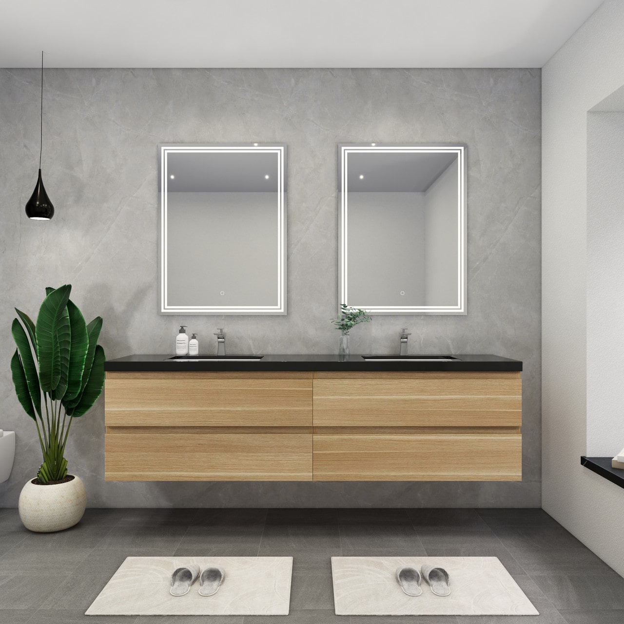 Blink 84'' Wall Mounted with Reinforced Acrylic Double Sink
