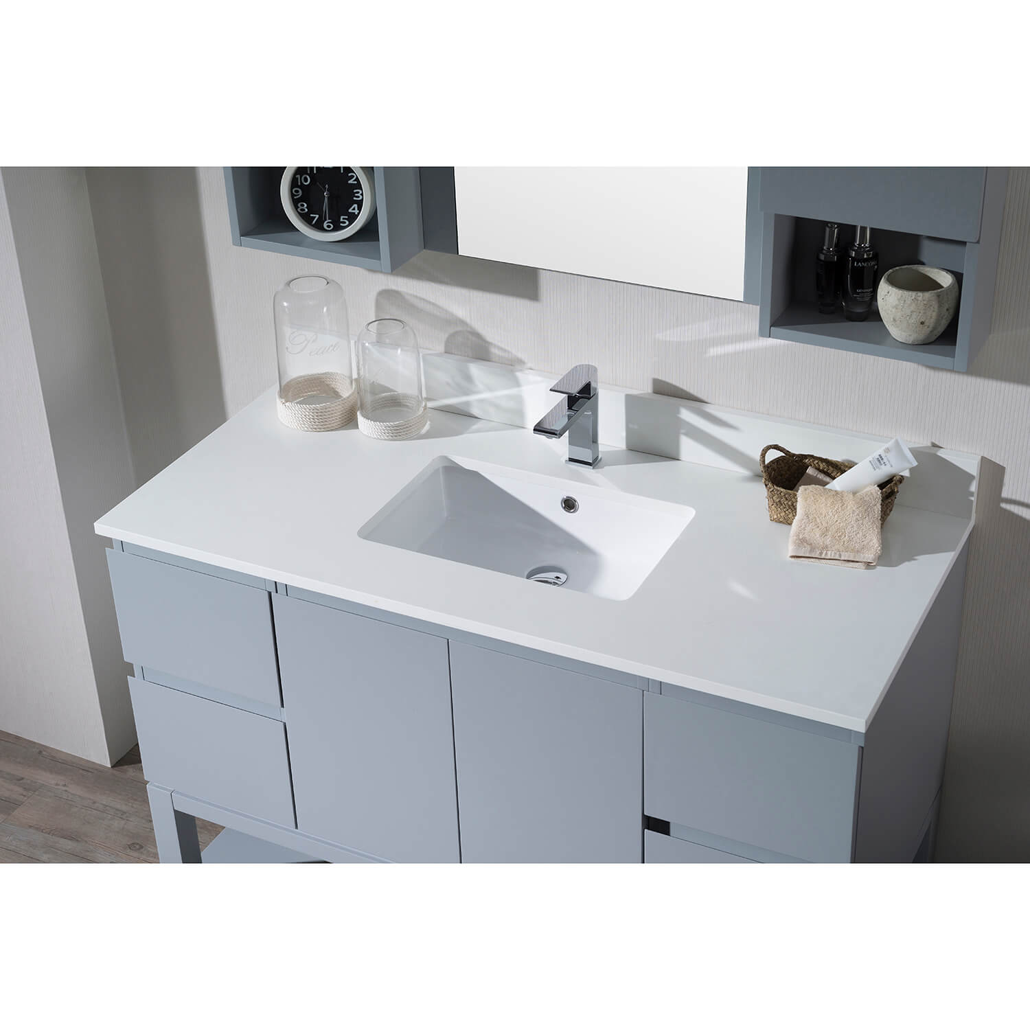 48.5″ by 22" Countertop (Single Basin) – White Quartz