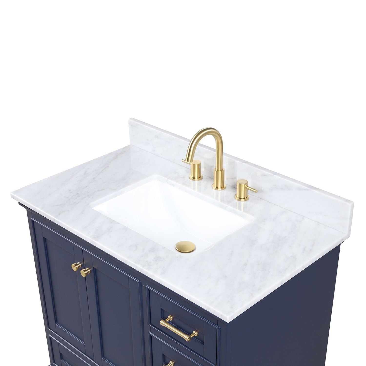 Copenhagen 36″ Bathroom Vanity with Marble Countertop and Ceramic Sink - Contemporary Bathroom Vanity