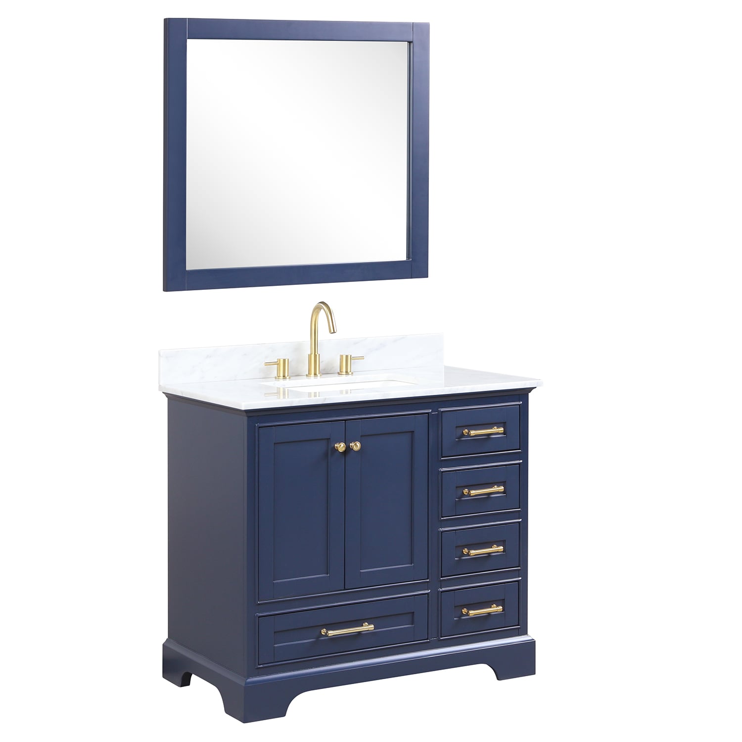 Copenhagen 36″ Bathroom Vanity with Marble Countertop and Ceramic Sink - Contemporary Bathroom Vanity