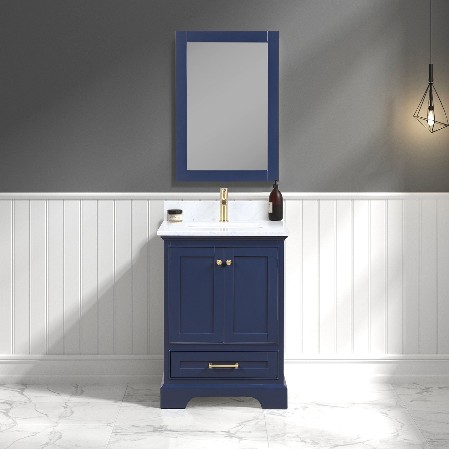Copenhagen 24″ Vanity with Marble Countertop and Ceramic Sink Vanity Plus - Contemporary Bathroom Vanity