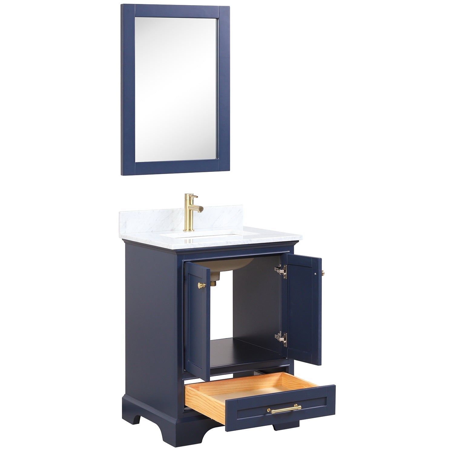 Copenhagen 24″ Vanity with Marble Countertop and Ceramic Sink - Contemporary Bathroom Vanity