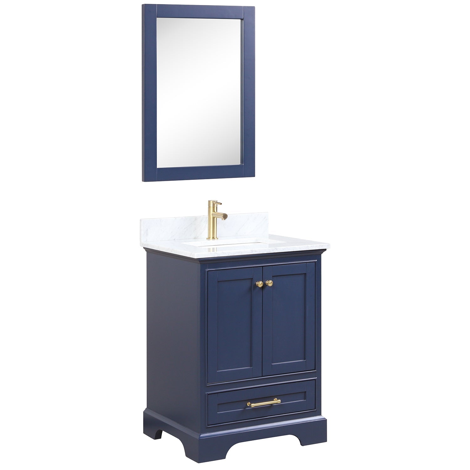Copenhagen 24″ Vanity with Marble Countertop and Ceramic Sink - Contemporary Bathroom Vanity