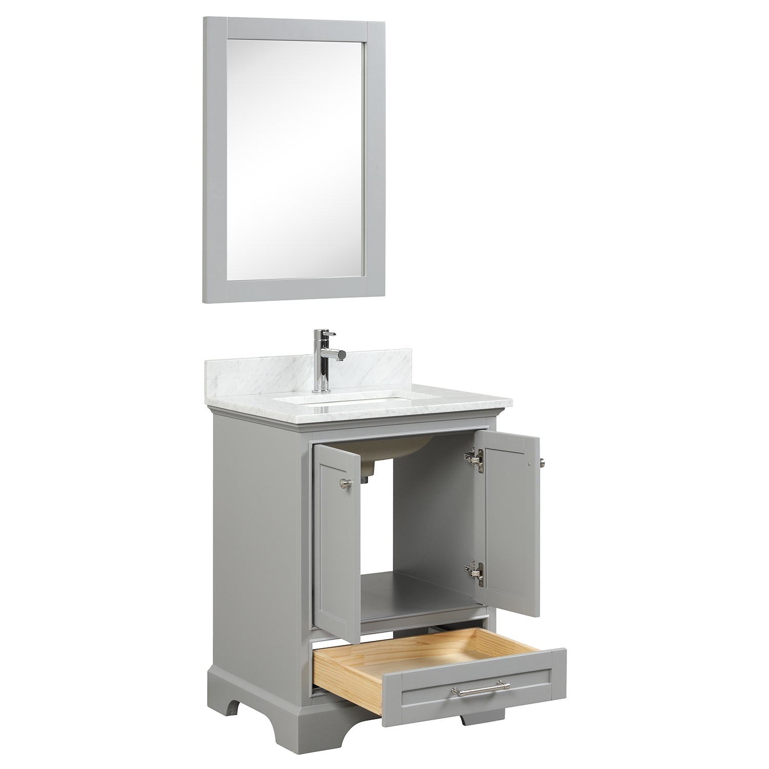 Copenhagen 24″ Bathroom Vanity with Marble Countertop and Ceramic Sink - Contemporary Bathroom Vanity