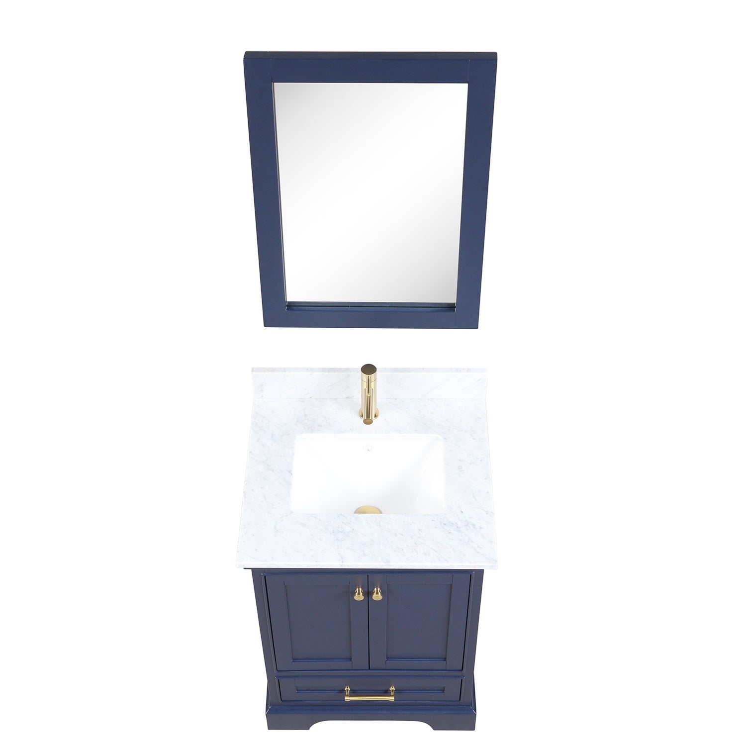 Copenhagen 24″ Bathroom Vanity with Marble Countertop and Ceramic Sink - Contemporary Bathroom Vanity