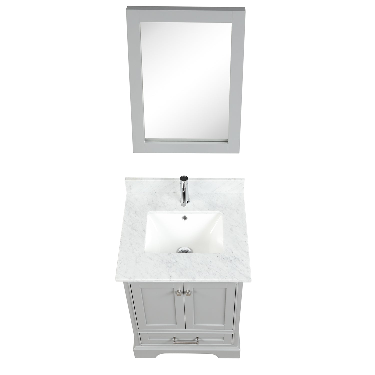 Copenhagen 24″ Bathroom Vanity with Marble Countertop and Ceramic Sink - Contemporary Bathroom Vanity