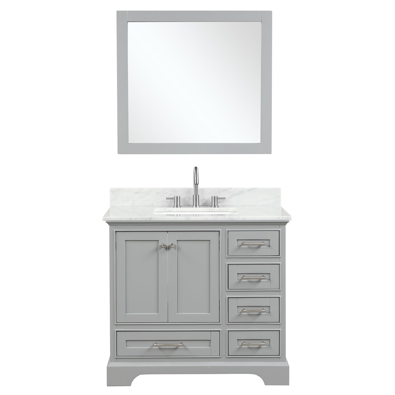Copenhagen 36″ Bathroom Vanity with Marble Countertop and Ceramic Sink - Contemporary Bathroom Vanity