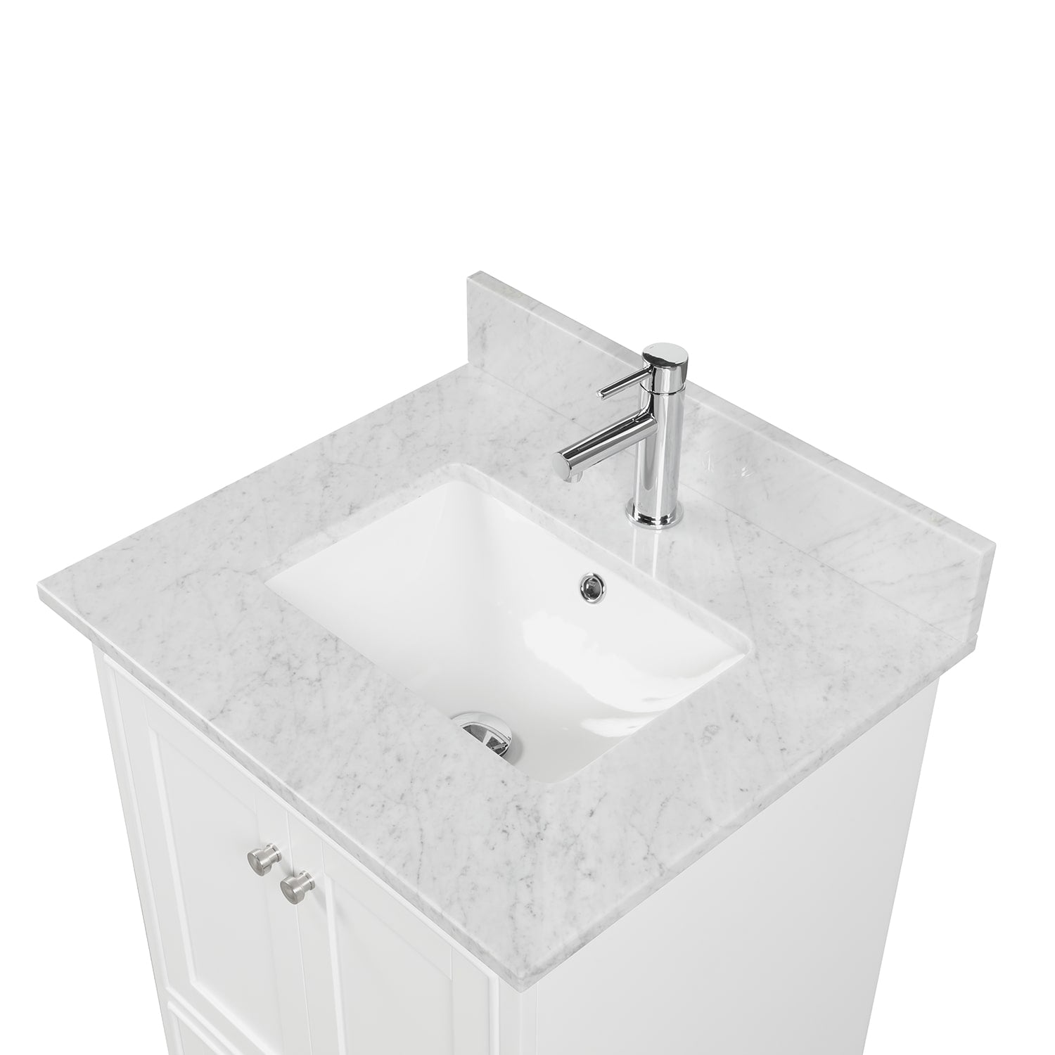 Copenhagen 24″ Bathroom Vanity with Marble Countertop and Ceramic Sink - Contemporary Bathroom Vanity