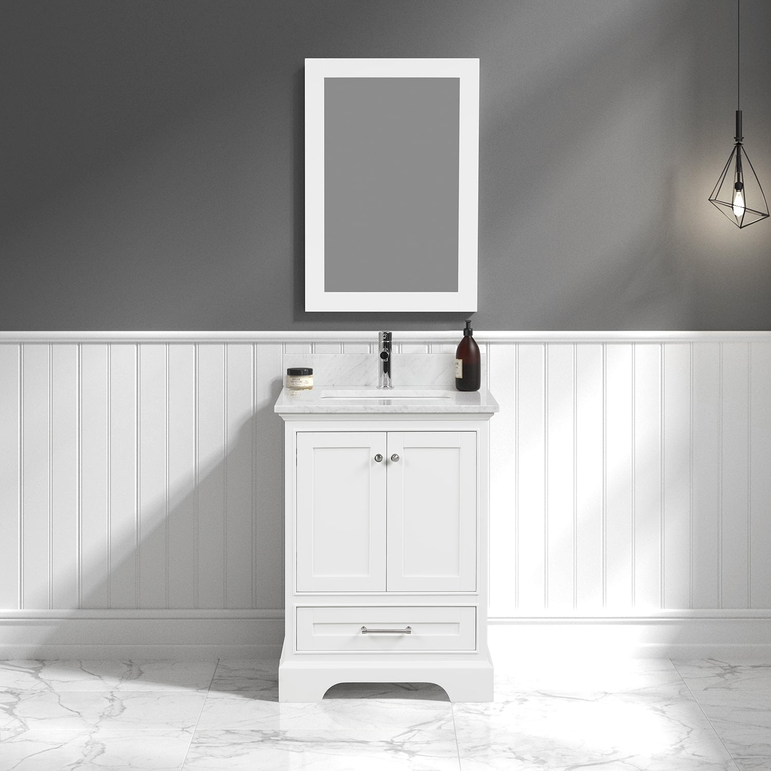 Copenhagen 24″ Bathroom Vanity with Marble Top - Contemporary Bathroom Vanity
