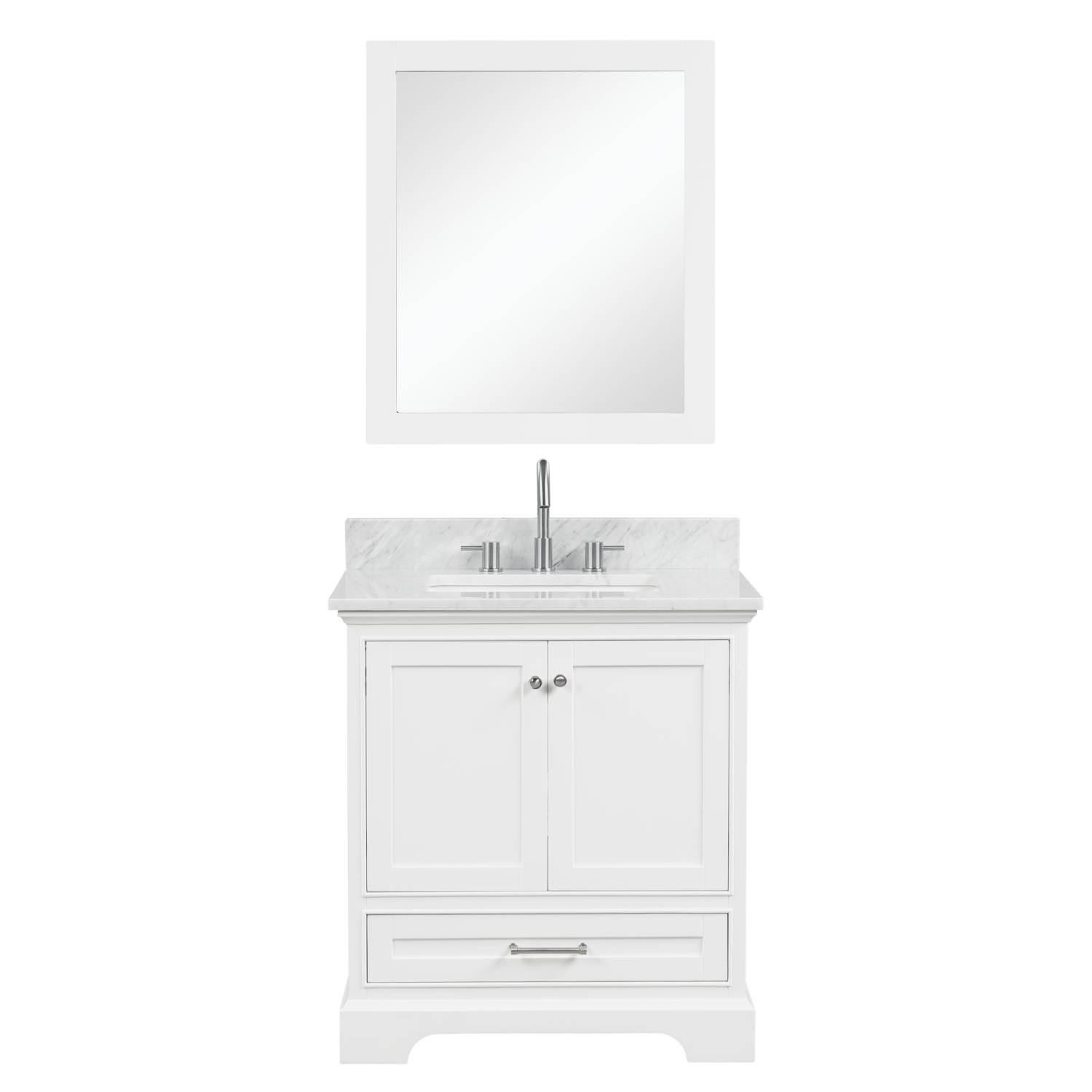 Copenhagen 30″ Bathroom Vanity with Marble Countertop - Contemporary Bathroom Vanity
