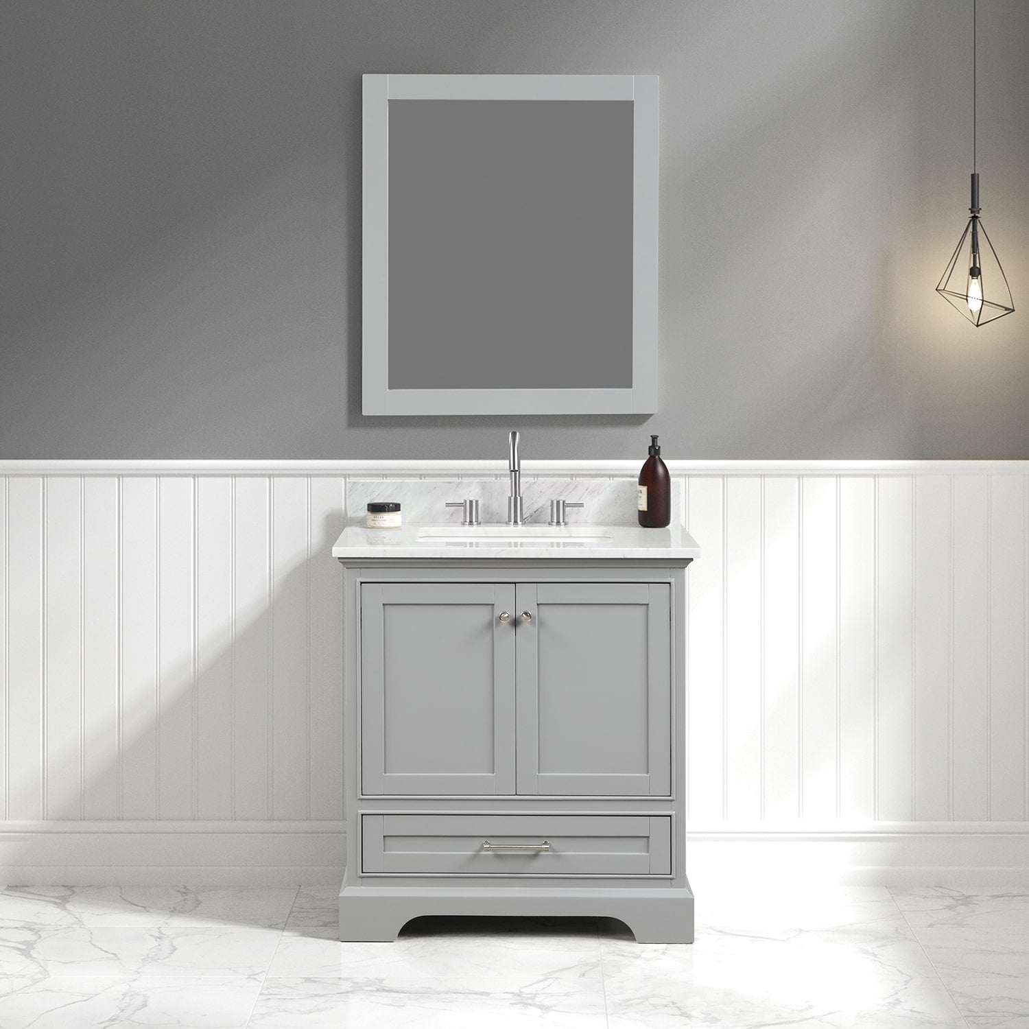 Copenhagen 30″ Bathroom Vanity with Marble Countertop - Contemporary Bathroom Vanity