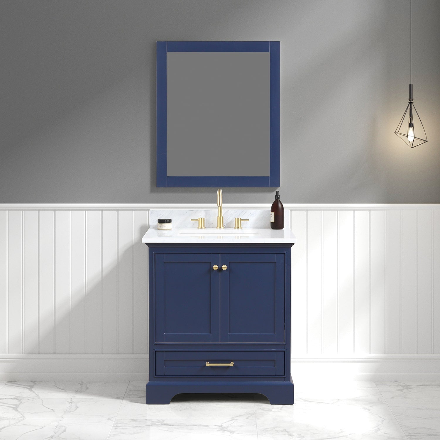 Copenhagen 30″ Bathroom Vanity with Marble Countertop - Contemporary Bathroom Vanity