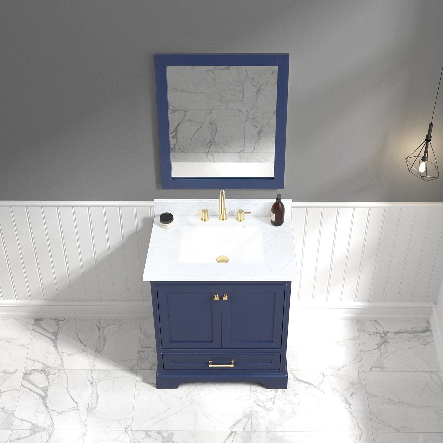 Copenhagen 30″ Bathroom Vanity with Marble Countertop - Contemporary Bathroom Vanity
