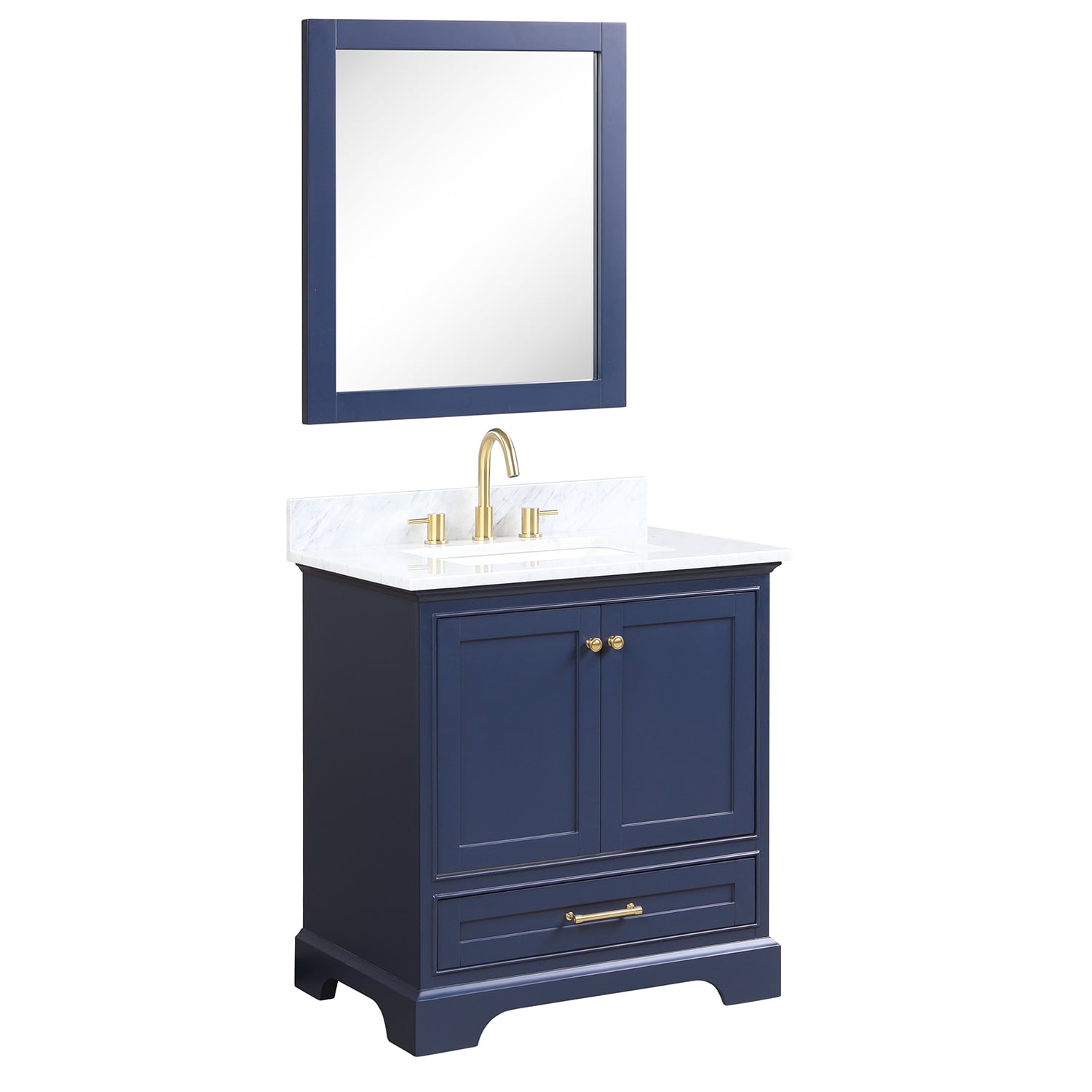 Copenhagen 30″ Bathroom Vanity with Marble Countertop - Contemporary Bathroom Vanity