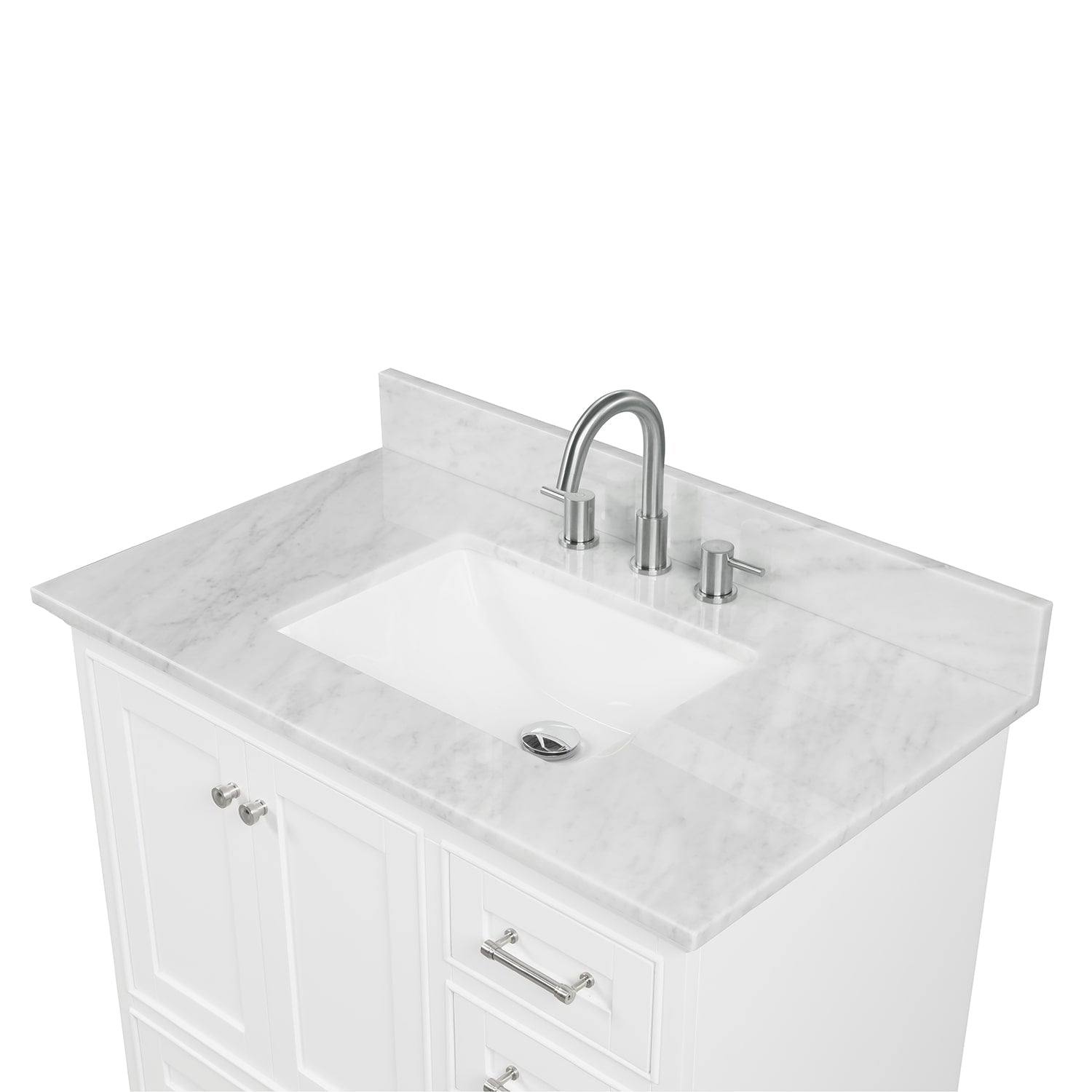 Copenhagen 36″ Bathroom Vanity with Marble Countertop and Ceramic Sink - Contemporary Bathroom Vanity