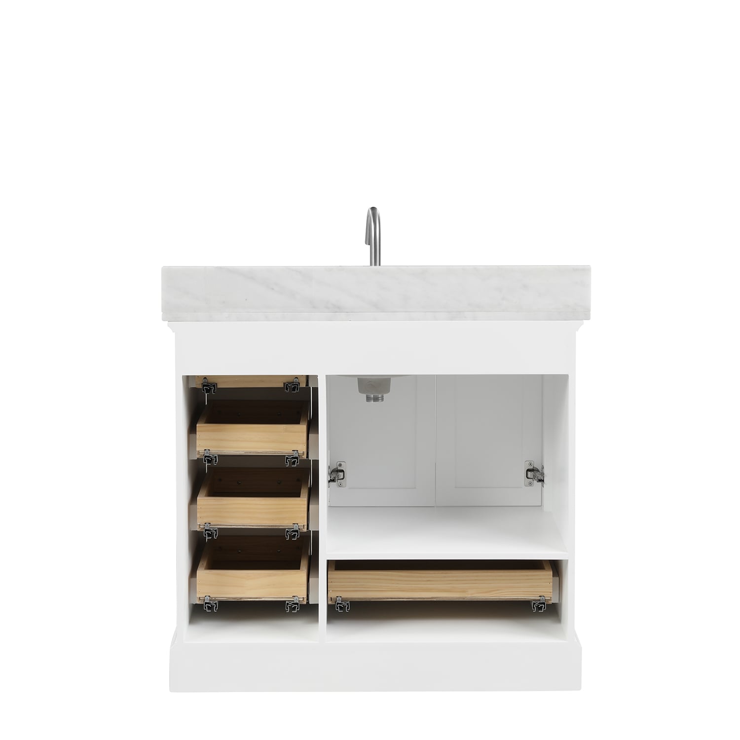 Copenhagen 36″ Bathroom Vanity with Marble Countertop and Ceramic Sink - Contemporary Bathroom Vanity