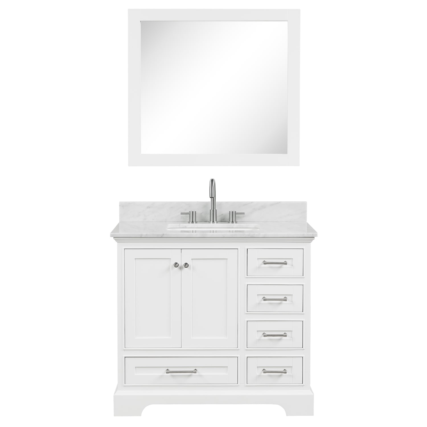 Copenhagen 36″ Bathroom Vanity with Marble Countertop and Ceramic Sink - Contemporary Bathroom Vanity