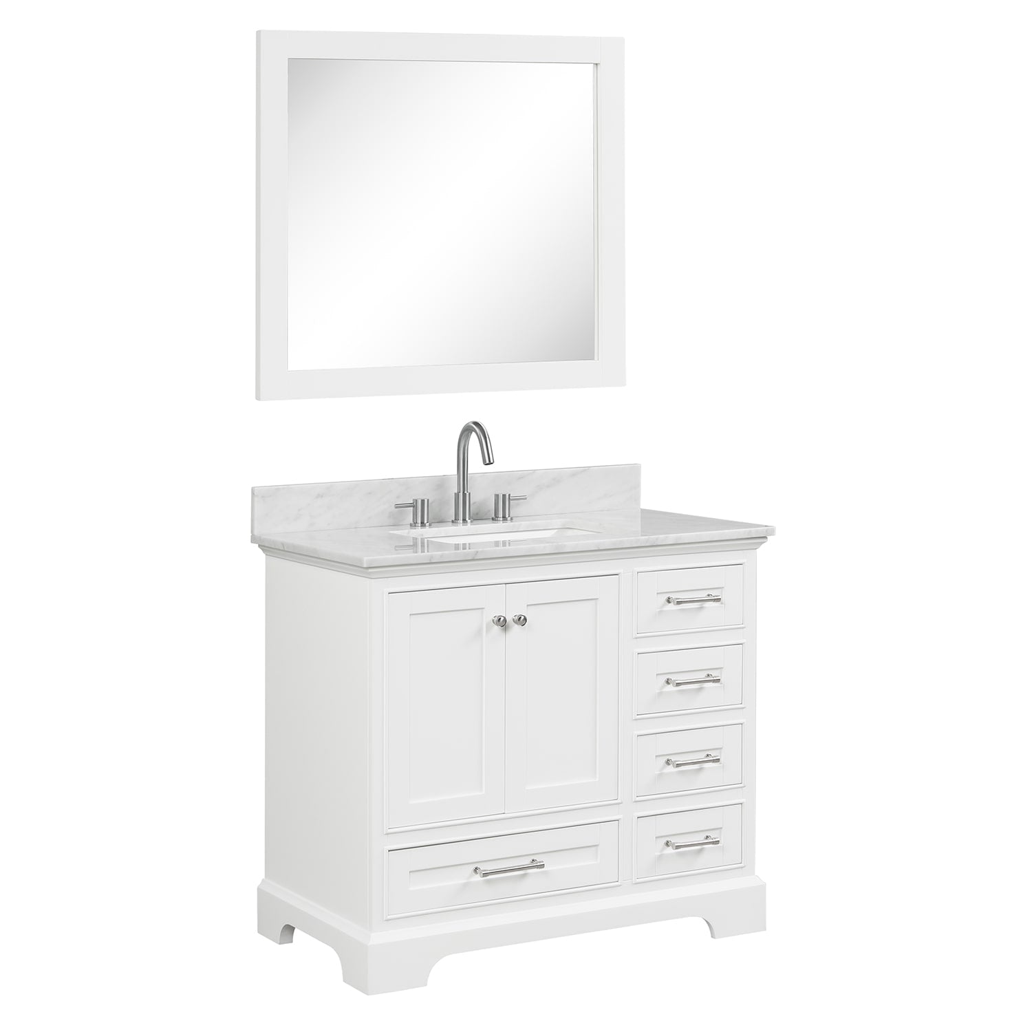 Copenhagen 36″ Bathroom Vanity with Marble Countertop and Ceramic Sink - Contemporary Bathroom Vanity