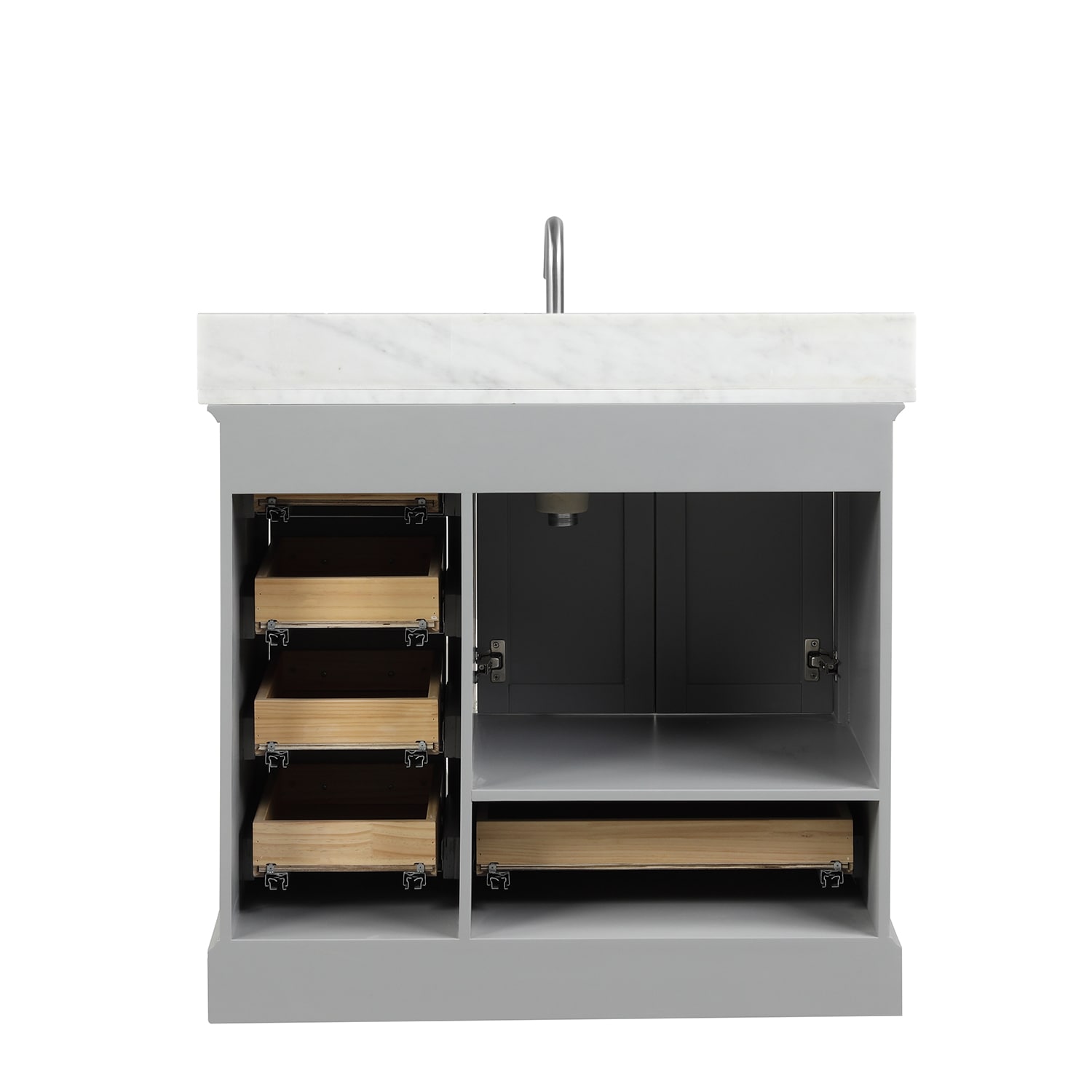 Copenhagen 36″ Bathroom Vanity with Marble Countertop and Ceramic Sink - Contemporary Bathroom Vanity