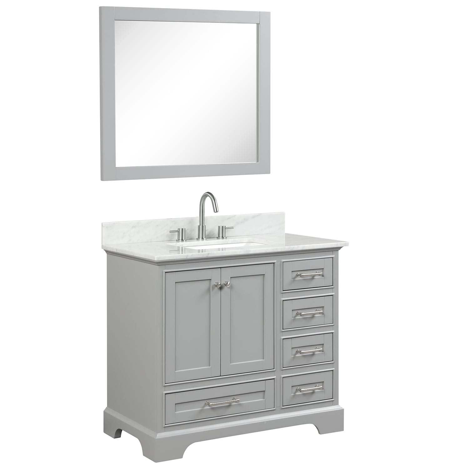 Copenhagen 36″ Bathroom Vanity with Marble Countertop and Ceramic Sink - Contemporary Bathroom Vanity