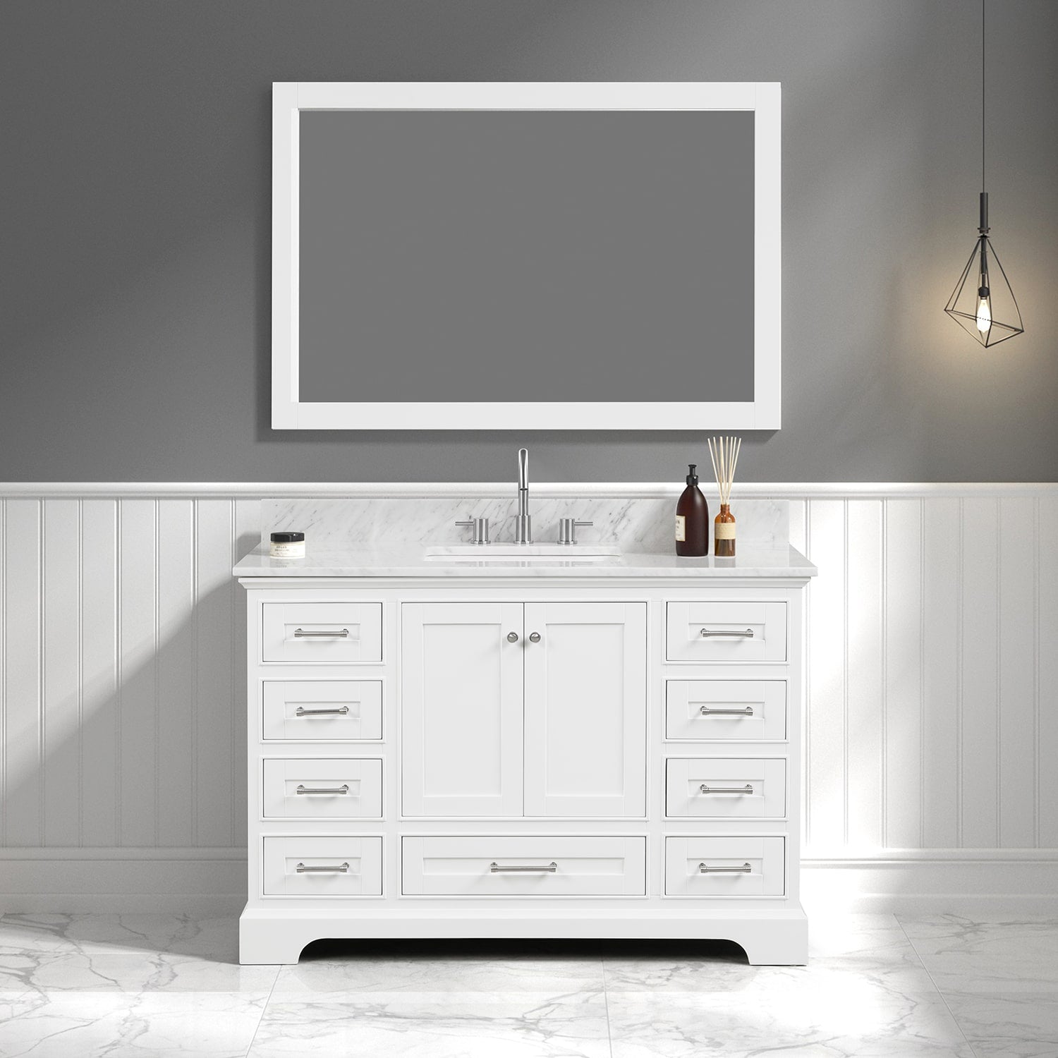 Copenhagen 48″ Vanity with Marble Countertop - Contemporary Bathroom Vanity