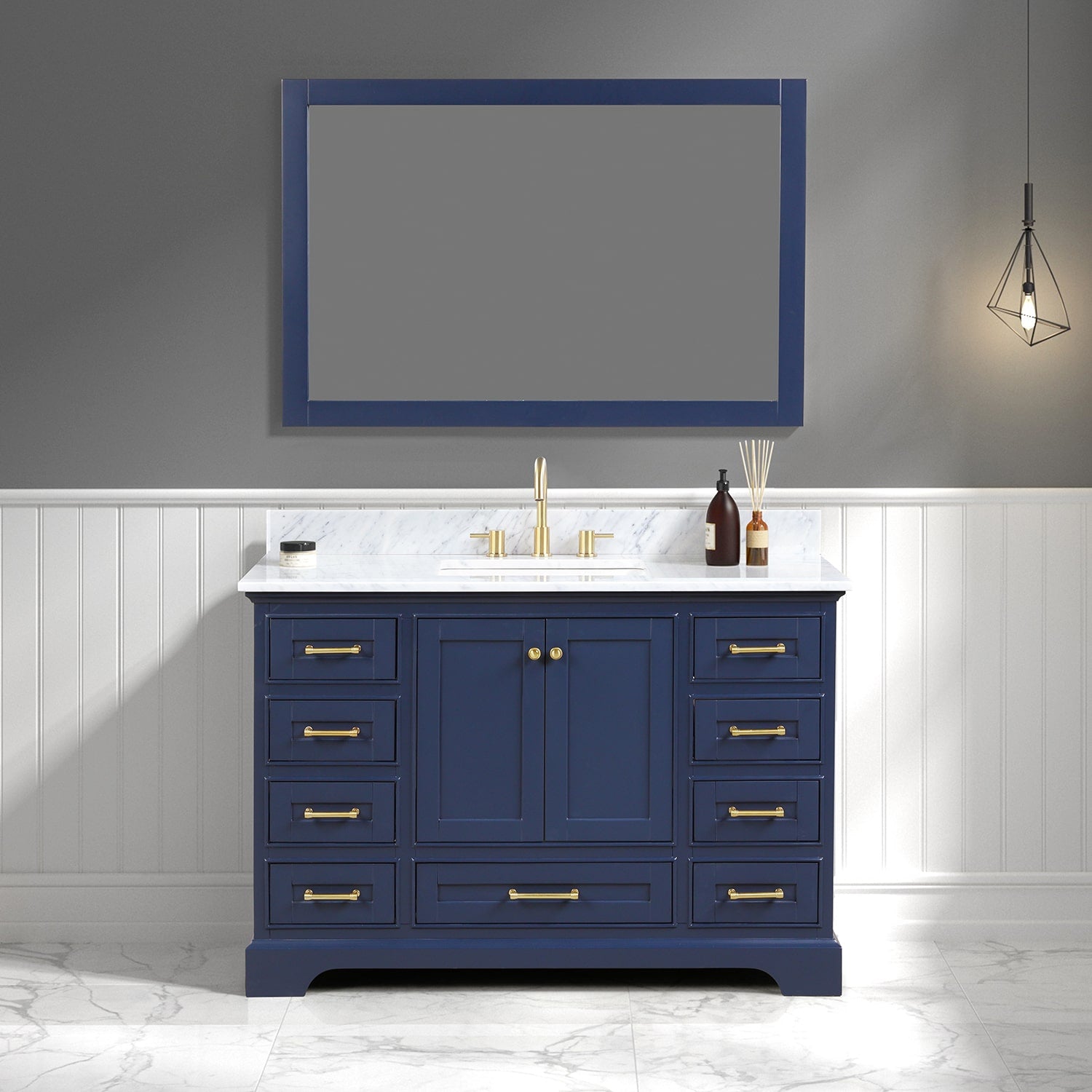 Copenhagen 48″ Vanity with Marble Countertop - Contemporary Bathroom Vanity