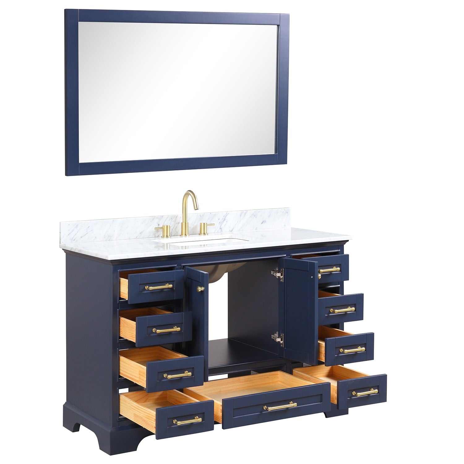 Copenhagen 48″ Bathroom Vanity with Single Sink Marble Top - Contemporary Bathroom Vanity
