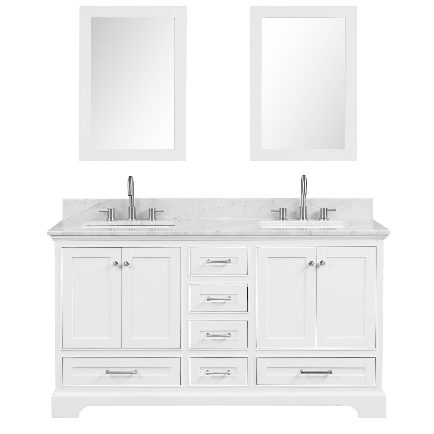 Copenhagen 60″ Bathroom Vanity with Marble Countertop Double Sink - Contemporary Bathroom Vanity