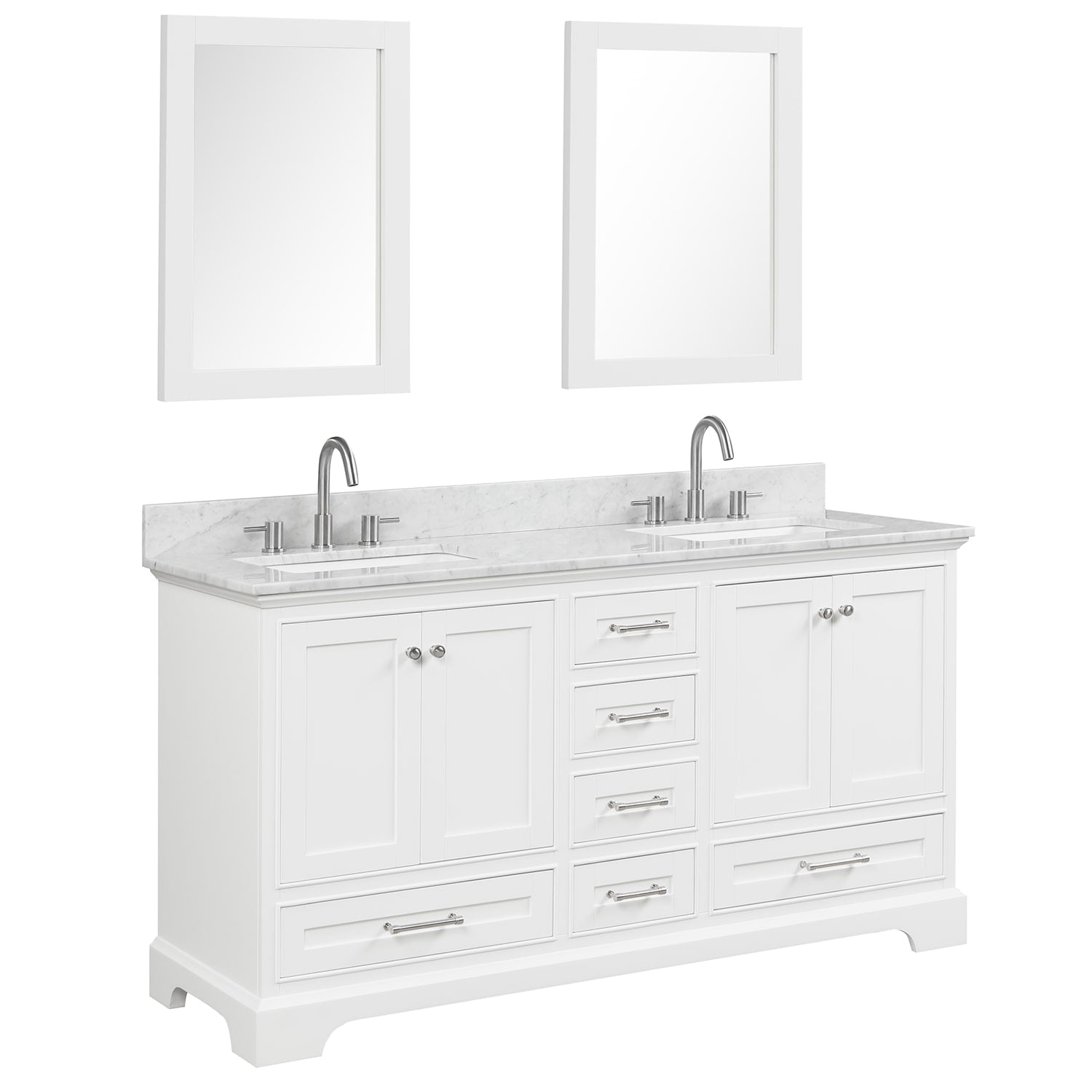 Copenhagen 60″ Bathroom Vanity White with Marble Countertop - Contemporary Bathroom Vanity