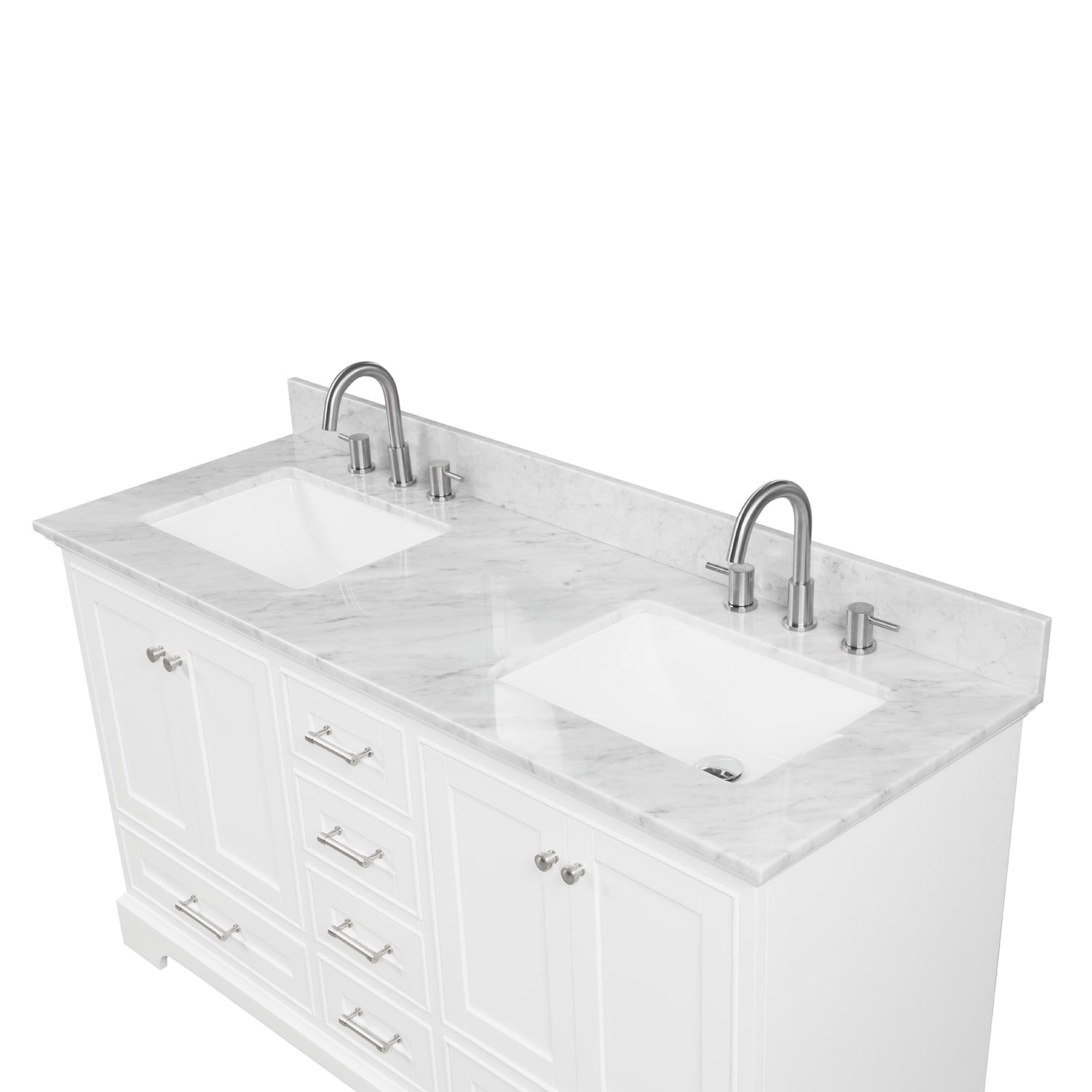 Copenhagen 60″ Bathroom Vanity with Marble Countertop Double Sink - Contemporary Bathroom Vanity