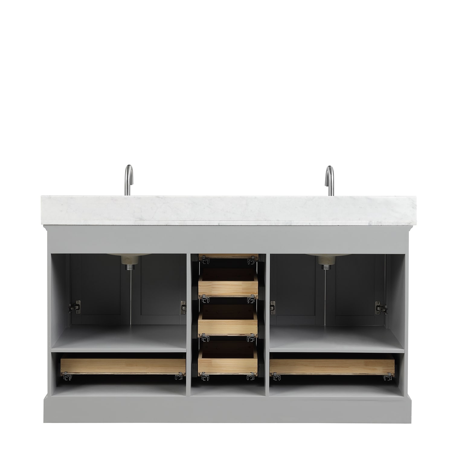 Copenhagen 60″ Vanity with Marble Countertop Double Sink - Contemporary Bathroom Vanity