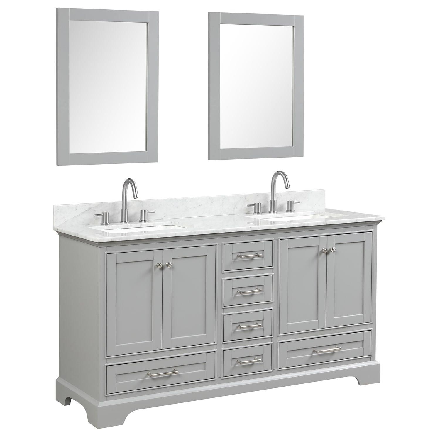 Copenhagen 60″ Bathroom Vanity with Marble Countertop Double Sink - Contemporary Bathroom Vanity