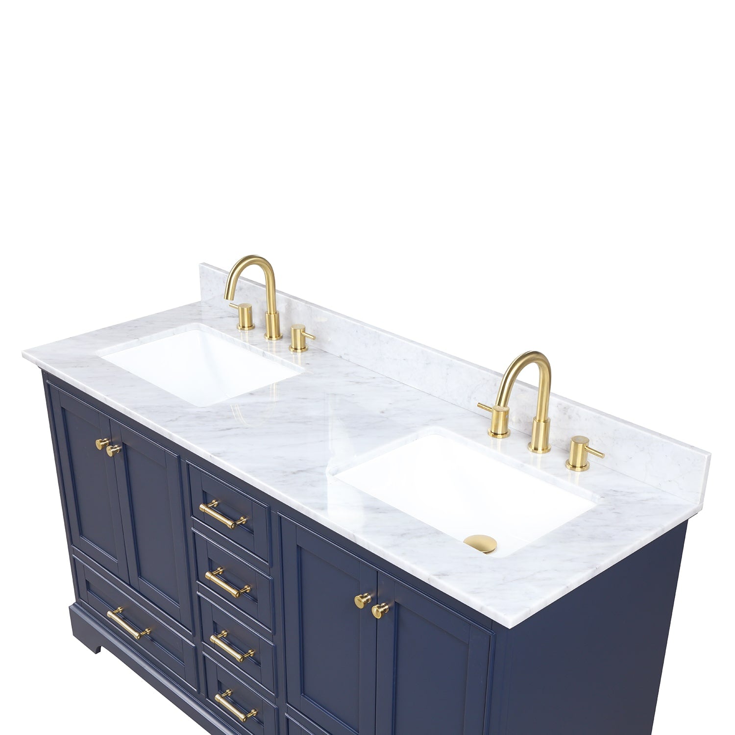 Copenhagen 60″ Bathroom Vanity White with Marble Countertop - Contemporary Bathroom Vanity