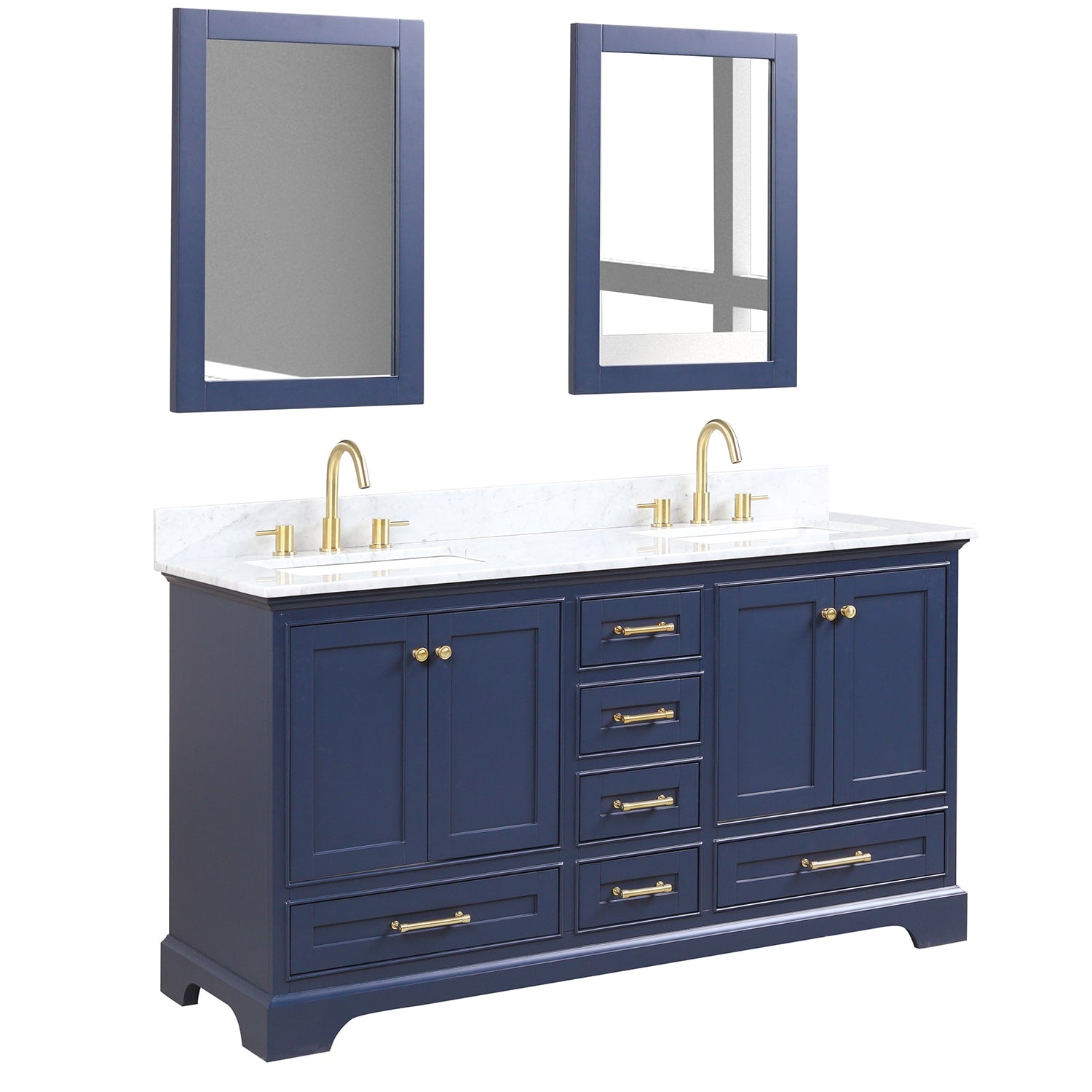 Copenhagen 60″ Bathroom Vanity with Double Sink Marble Countertop - Contemporary Bathroom Vanity