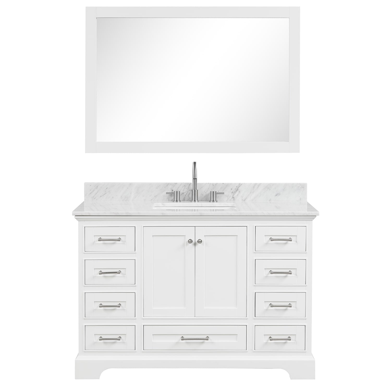 Copenhagen 48″ Bathroom Vanity White with Marble Countertop - Contemporary Bathroom Vanity