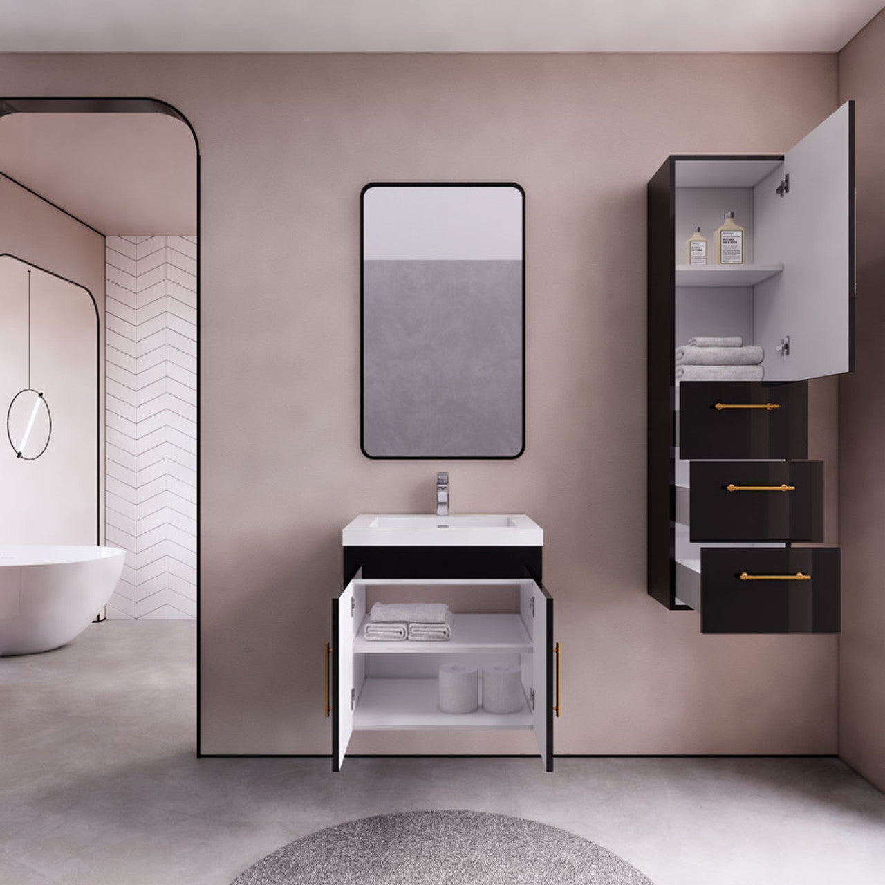 Eliza 24'' Wall Mount Vanity With Single Sink Vanity Plus - Luxury Bathroom Vanity