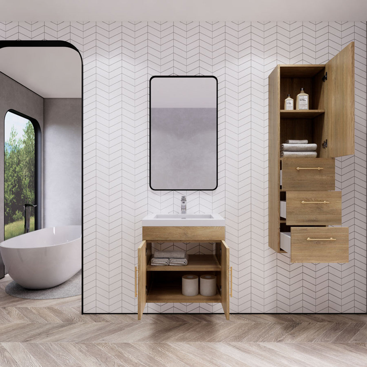 Eliza 24'' Wall Mounting Vanity With Single Sink Vanity Plus - Luxury Bathroom Vanity