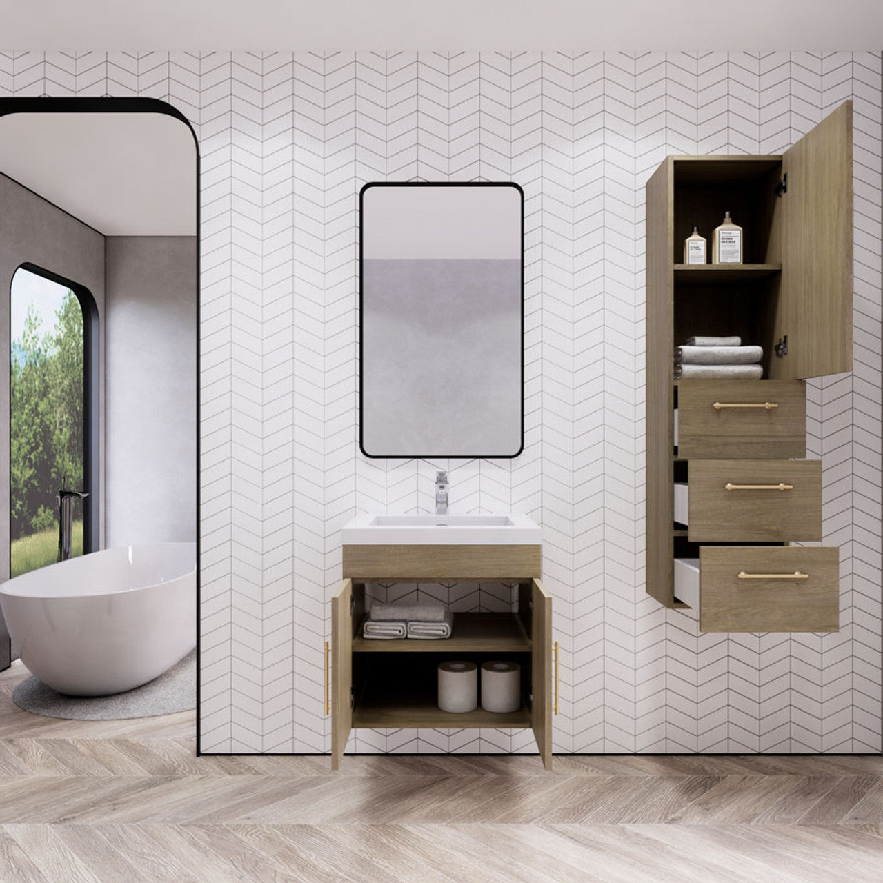 Eliza 24'' Wall Mounting Vanity With Single Sink Vanity Plus - Luxury Bathroom Vanity