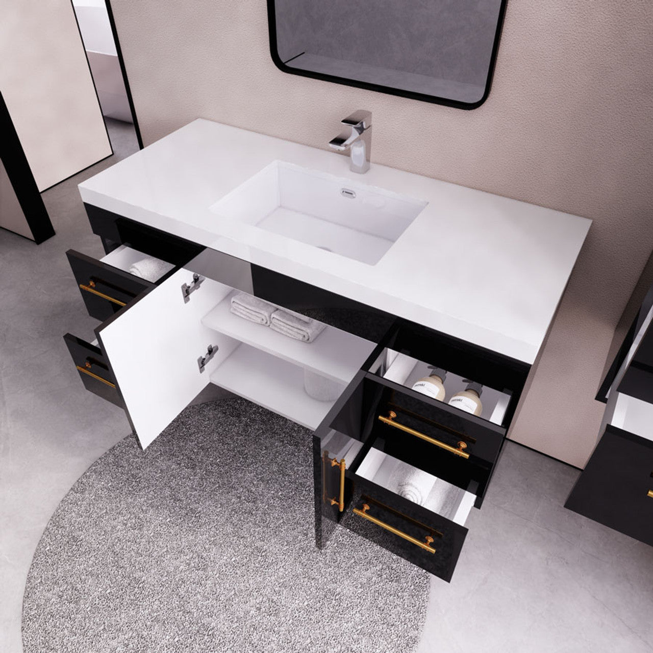 Eliza 48'' Wall Mounting Vanity With Single Sink Vanity Plus - Luxury Bathroom Vanity