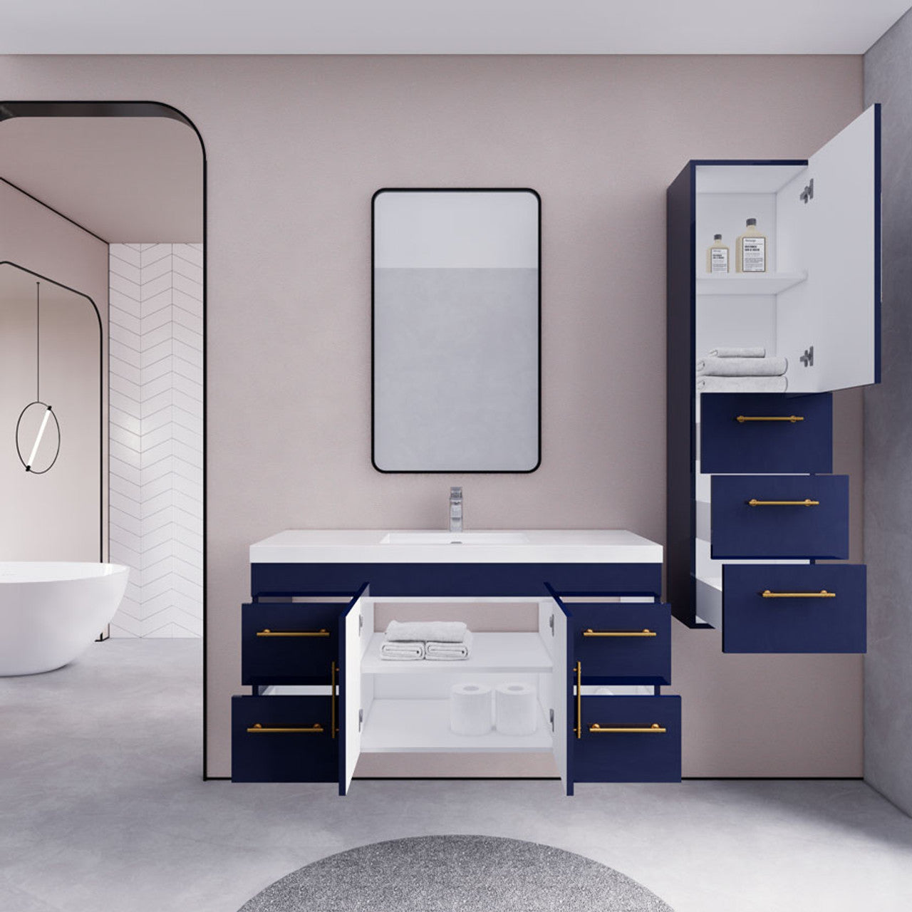 Eliza 48'' Wall Mounting Vanity With Single Sink Vanity Plus - Luxury Bathroom Vanity