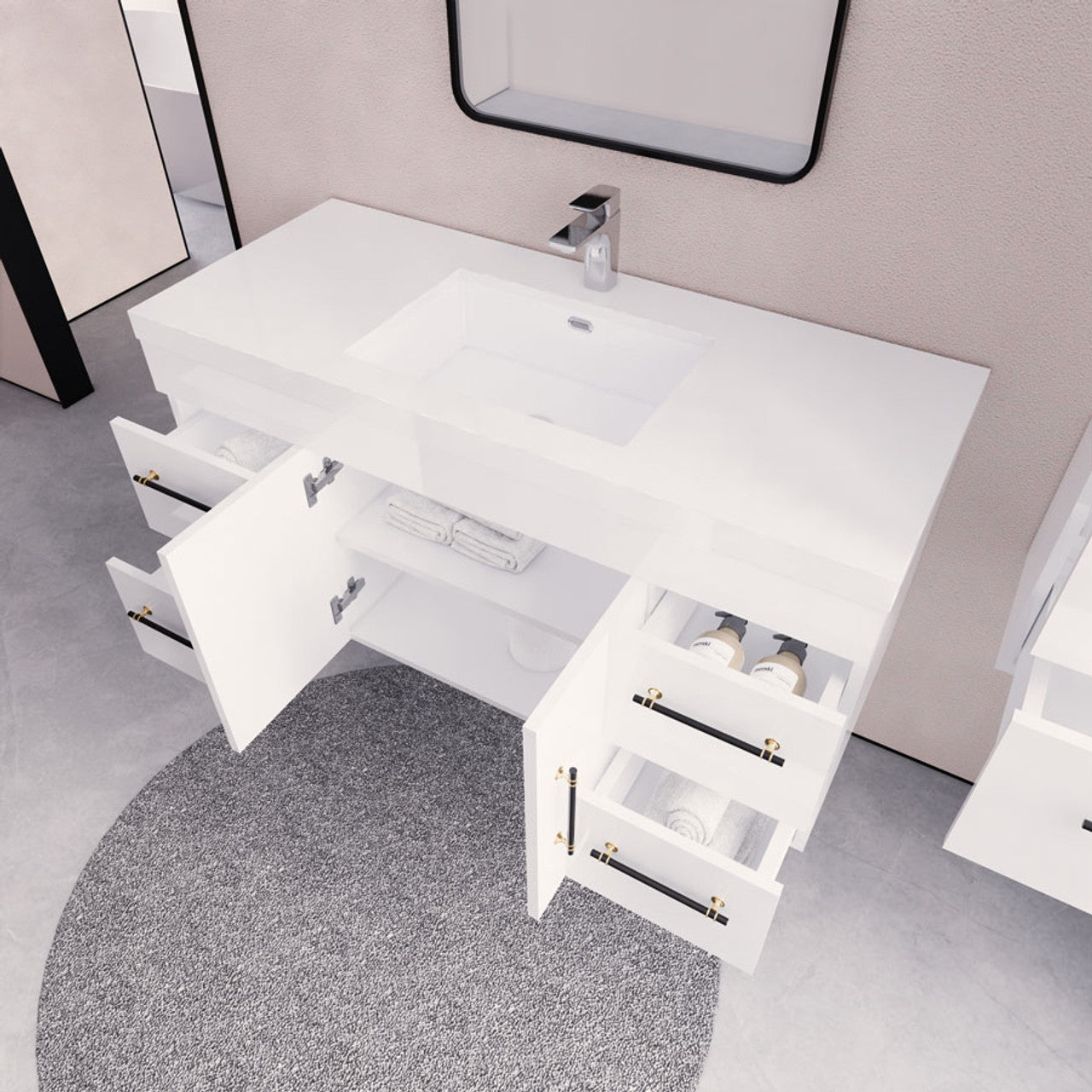 Eliza 48'' Wall Mounting Vanity With Single Sink Vanity Plus - Luxury Bathroom Vanity