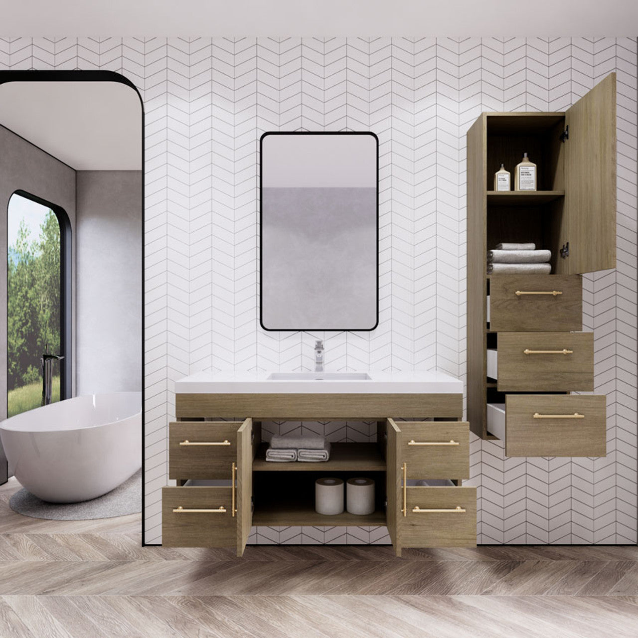 Eliza 48'' Wall Mounting Vanity With Single Sink Vanity Plus - Luxury Bathroom Vanity
