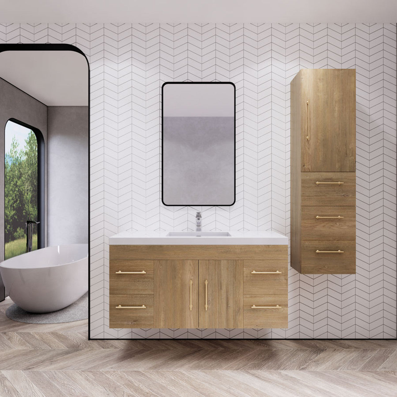 Eliza 48'' Wall Mounting Vanity With Single Sink Vanity Plus - Luxury Bathroom Vanity