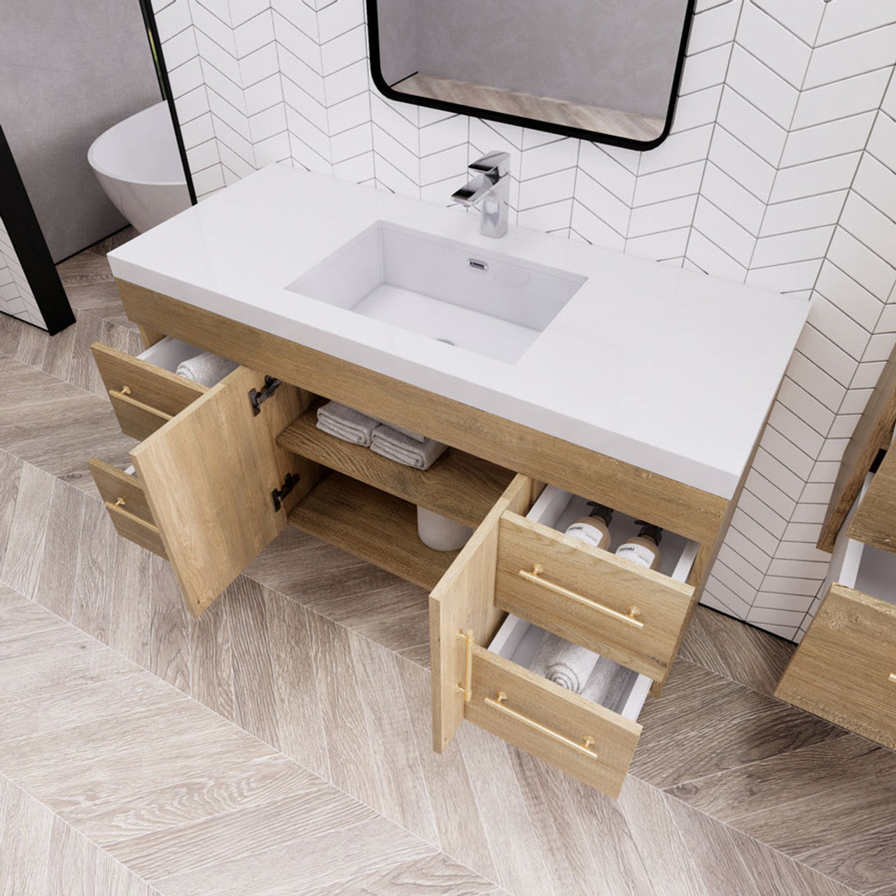 Eliza 48'' Wall Mounting Vanity With Single Sink Vanity Plus - Luxury Bathroom Vanity