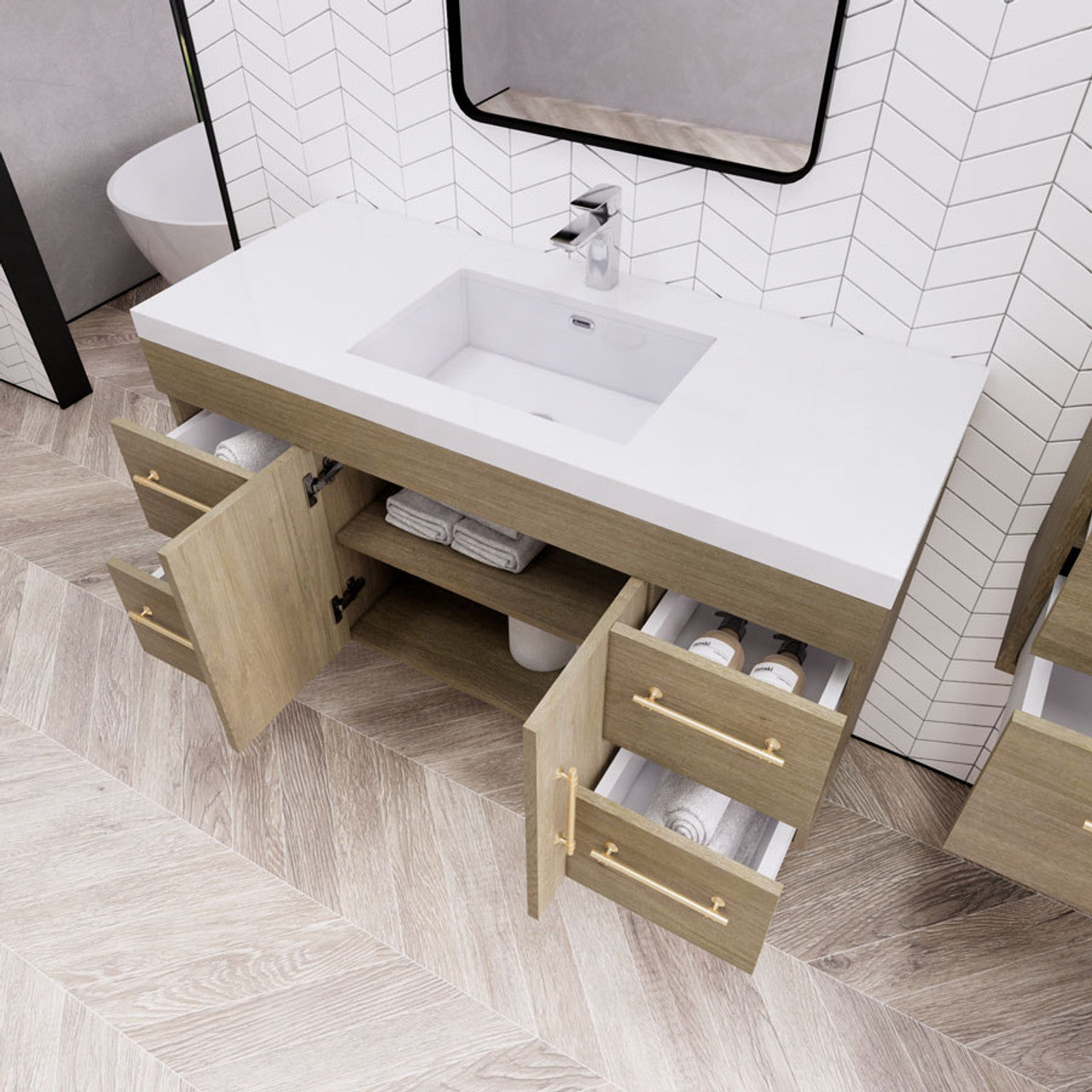 Eliza 48'' Wall Mounting Vanity With Single Sink Vanity Plus - Luxury Bathroom Vanity