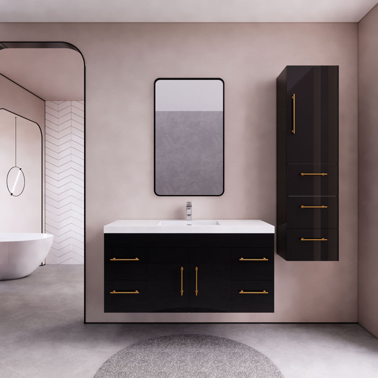 Eliza 48'' Wall Mounting Vanity With Single Sink Vanity Plus - Luxury Bathroom Vanity